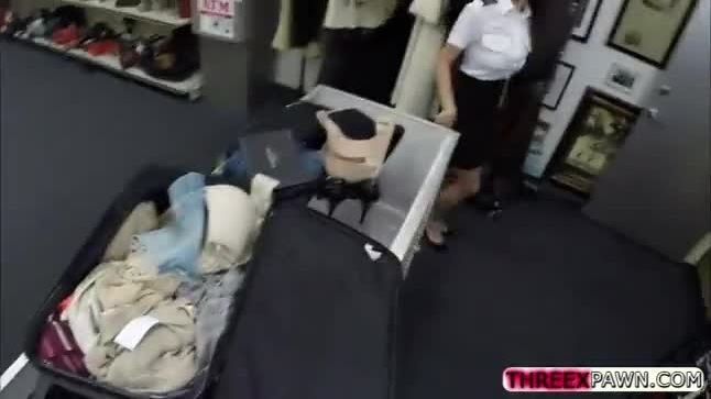 Pretty stewardess pounded for the money she needs badly