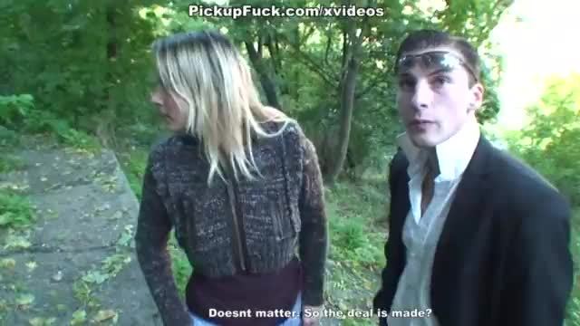 Outdoor sex scene with a blonde